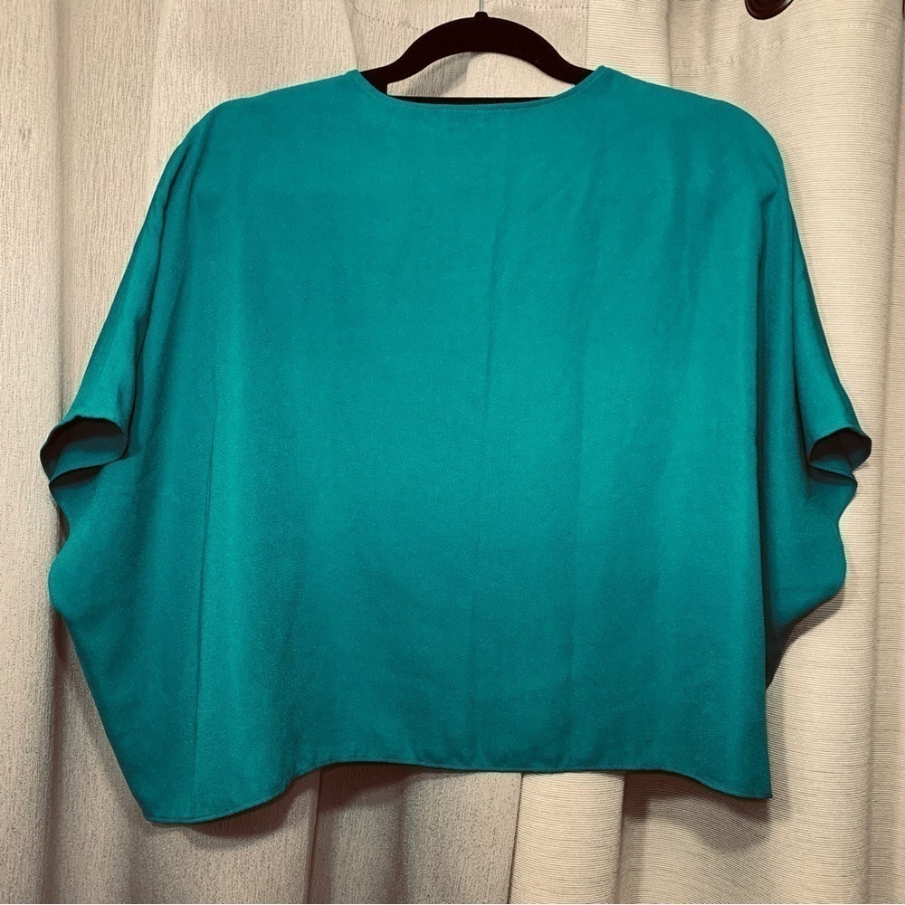 Aritzia Babaton Green Crepe Blouse Sz S Oversized Dolman Short Sleeve Shirt - Picture 12 of 13